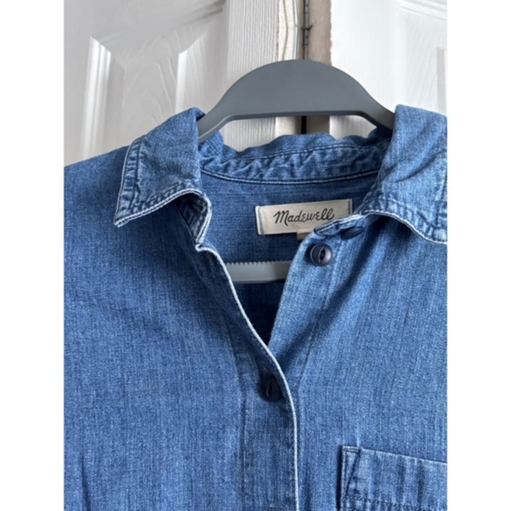 Madewell Denim Shirt Dress Medium 100% Cotton Button Front Dress - Picture 8 of 9